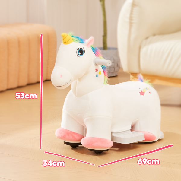 AIYAPLAY Unicórnio Elétrico para Crianças de 18 a 36 Meses Unicórnio Infantil Eétrico com Bateria 6V e Música 69x34x53 cm Branco - Image 3