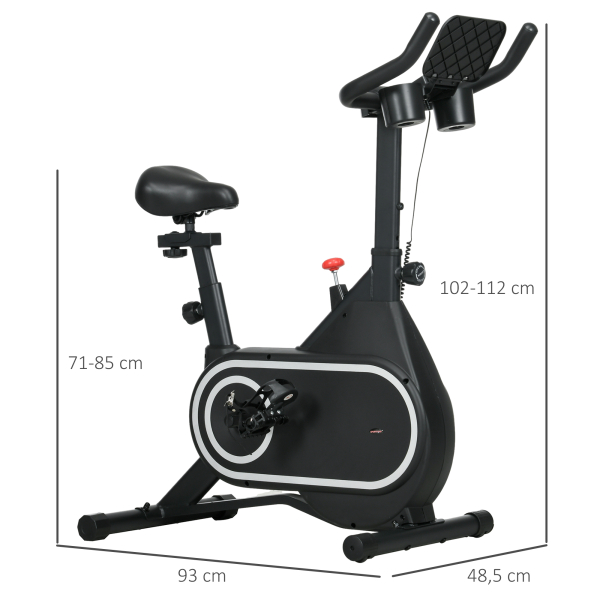 SPORTNOW Bicicleta Estática com Ecrã LCD Assento e Guiador Ajustáveis Volante 4 kg e Porta Garrafa  93x48,5x102-112 cm Preto - Image 3