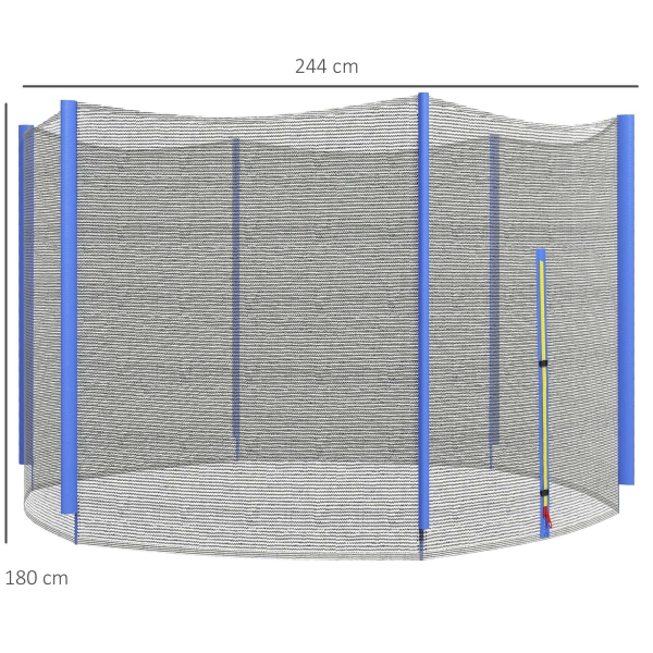 SPORTNOW Rede de Segurança para Trampolim Ø244 cm Rede de Substituição de Trampolins com Fecho de Correr para 6 Postes Azul - Image 3