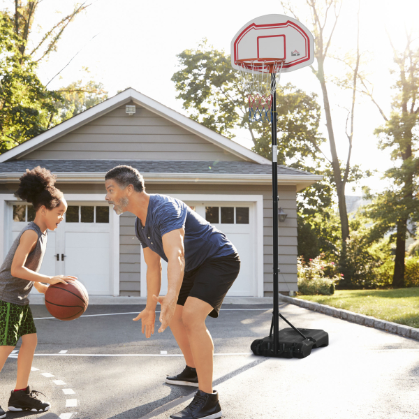 HOMCOM Tabela de Basquetebol para Exterior com Altura Ajustável 258x314 cm com Rodas Base Recaregável Preto e Vermelho - Image 2