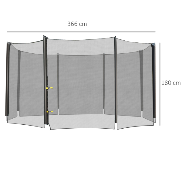 HOMCOM Rede de Segurança para Trampolim Rede de Substituição para Trampolins Ø366x180 cm Preto - Image 3