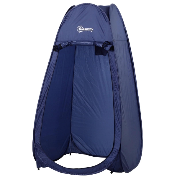 Outsunny Tenda de Duche para Campismo Dobrável Pop UP Tenda de Privacidade com proteção UV e Tecido Impermeável 100x100x185cm Azul Escuro