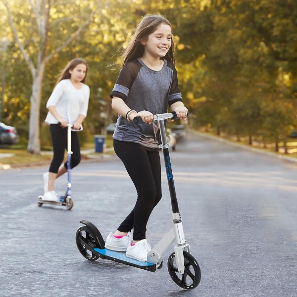 HOMCOM Trotinete para Crianças Scooter Dobrável Guiador Regulável Quadro Alumínio Leve e Estável Carga 100kg Branca - 68x34x60-73,5cm - Image 2