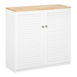 HOMCOM Aparador de 2 Portas Desenho de Persiana com Prateleira Ajustável Armário Auxiliar de Armazenamento Moderno para Sala de Estar Dormitório 80x30x78,5cm Branco
