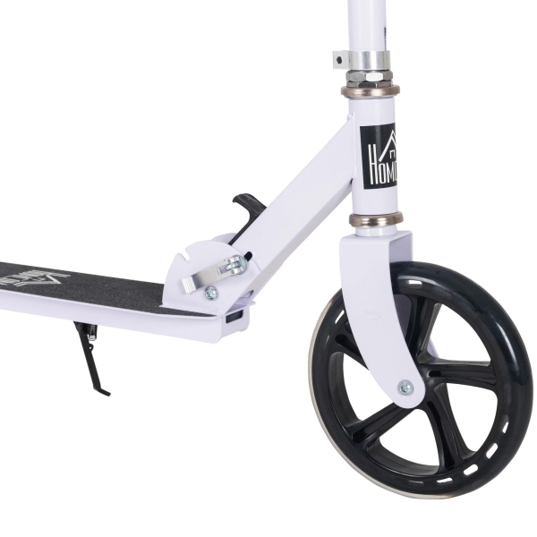 HOMCOM Trotinete Dobrável para Crianças de 7 a 14 Anos Trotinete Infantil com Guiador Ajustável em 4 Níveis e Travão 88x37x75-100cm Branco - Image 4