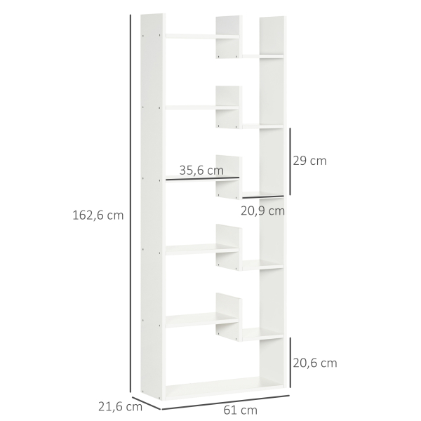 HOMCOM Estante para Livros de 6 Níveis Estante com 11 Compartimentos Abertos Anti-Tombo 61x21,6x162,6cm Branco - Image 3