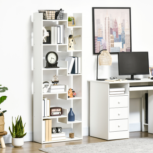 HOMCOM Estante para Livros de 6 Níveis Estante com 11 Compartimentos Abertos Anti-Tombo 61x21,6x162,6cm Branco - Image 2