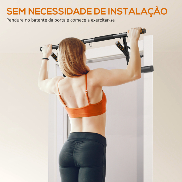 SPORTNOW Barra de Elevação Multifuncional Barra de Elevação de Parede com Bandas Elásticos de Resistência 100x50x27 cm Preto e Laranja - Image 4
