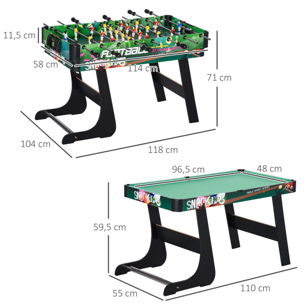 HOMCOM Mesa de Jogos 6 em 1 Dobrável Bilhar Matraquilho Ping Pong Lançamento de Anéis Hóquei no Gelo e Air Hóquei 118x104x71cm Multicor - Image 3