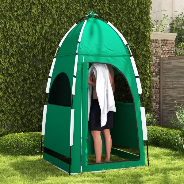 Outsunny Tenda de Duche Portátil Tenda de Privacidade Emergente 122x122x213 cm UPF30+ Trocador para Campismo Sanita Verde - Image 2