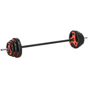 SPORTNOW Conjunto de Barra de Pesos com Discos Conjunto de Musculação com  Discos 1,25kg 2,5kg e 5kg 140x17x17cm Preto e Vermelho