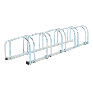 HOMCOM Estacionamento para 5 Bicicletas Suporte de Aço para Estacionar Bicicletas no Chão para Interior e Exterior 145x33x27cm Prata
