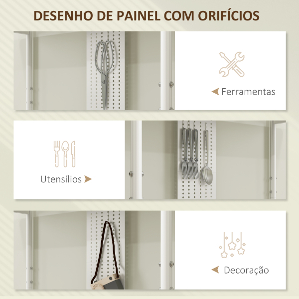 HOMCOM Estante de 4 Níveis Estante para Livros com Painel Perfurado e Estrutura Metálica 100x35x160,5 cm Branco - Image 4