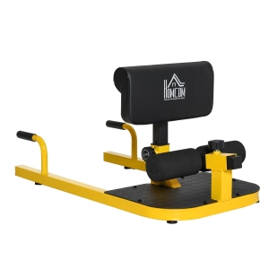 HOMCOM Sissy Squat 3 em 1 Máquina de Agachamento para Exercícios de Abdominais Flexões Agachamentos 50x97x56,5cm Preto e Amarelo