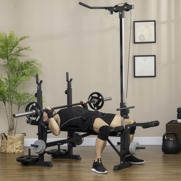 HOMCOM Banco de Pesos Multi Funcional Banco de Musculação Ajustável em 6 Posições 180x134x200cm Prata e Preto - Image 2