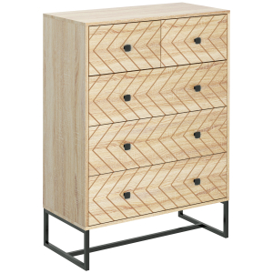 HOMCOM Cómoda com 5 Gavetas Estilo Retrô Móvel Auxiliar de Madeira para Sala de Estar Corredor 80x39,5x110 cm Madeira e Preto