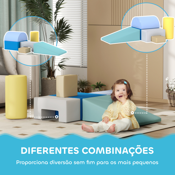 AIYAPLAY Conjunto de 6 Blocos de Espuma para Crianças Blocos de Construção Brinquedo de Aprendizagem para Escalar e Gatear Multicor - Image 4