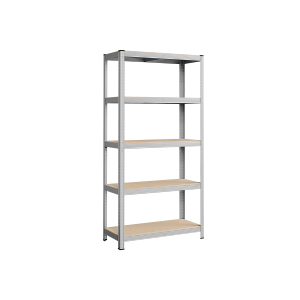 Estante 5 níveis, aço, montagem sem ferramentas, ~875 kg, 40 x 90 x 180 cm, cor prateada
