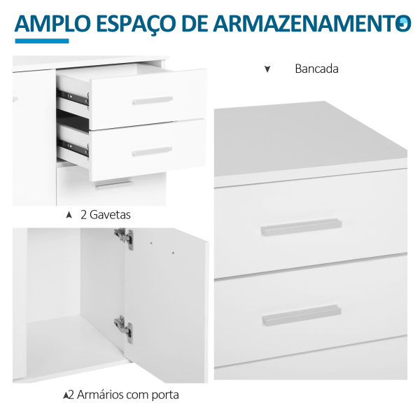 HOMCOM Armário tipo Aparador amplo espaço de armazenamento multiuso para sala de estar com portas e gavetas 71x35x76cm branco - Image 4