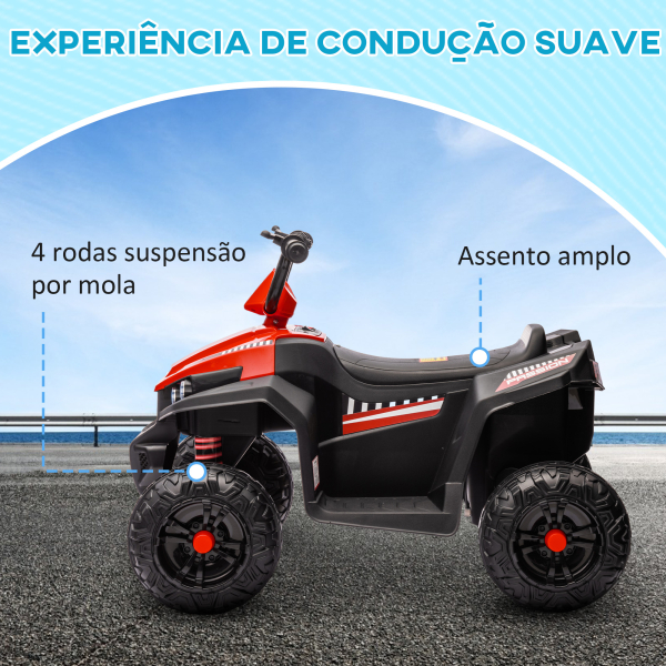 AIYAPLAY Quadriciclo Elétrico para Crianças com Bateria 12V Faróis e Música Carga 30 kg 85x55,5x62 cm Vermelho - Image 4