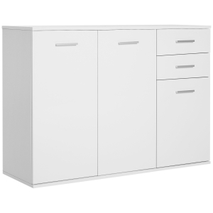 HOMCOM Armário Aparador amplo espaço de Armazenamento para sala de jantar com portas e gavetas 106x35x76cm Branco