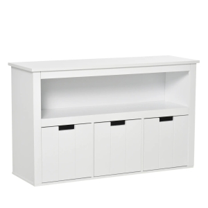 HOMCOM Aparador de Sala de Estar Armário Auxiliar de Armazenamento Moderno com Prateleira Aberta e 3 Gavetas para Dormitório Sala de Estar 102x33x61,5cm Branco