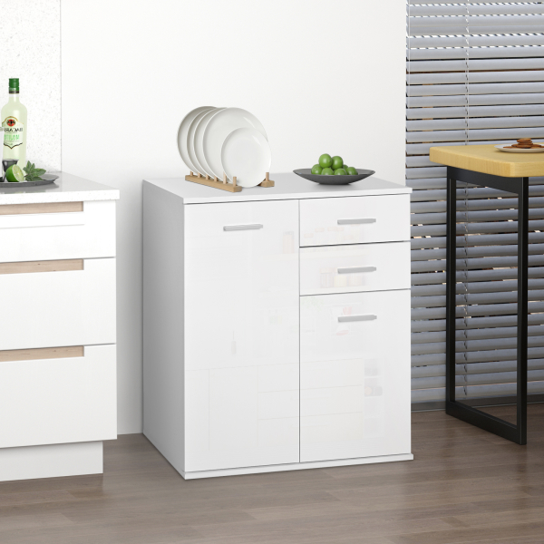 HOMCOM Armário tipo Aparador amplo espaço de armazenamento multiuso para sala de estar com portas e gavetas 71x35x76cm branco - Image 2