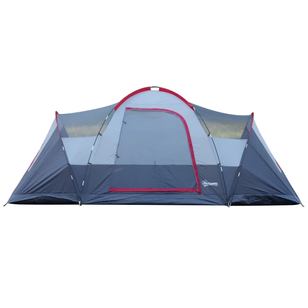 Outsunny Tenda de Campismo para 5-6 Pessoas Impermeável 3000mm+ Anti UV com Bolsa de Transporte e Gancho para Luz 455x230x180cm Cinza - Image 4