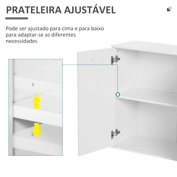 HOMCOM Armário Aparador amplo espaço de Armazenamento para sala de jantar com portas e gavetas 106x35x76cm Branco - Image 5