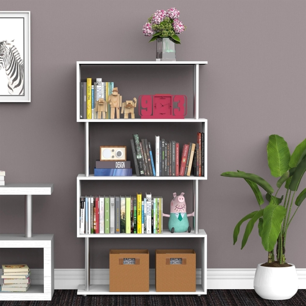 HOMCOM Estante moderna para escritório Estante de livros 145x80x30cm branco - Image 9