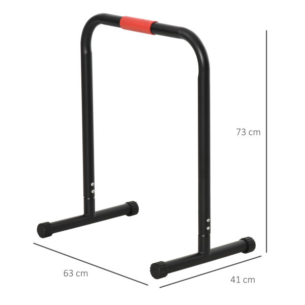 HOMCOM Suporte de treino de barras paralelas para flexões inclinadas construção muscular Calistênicos 63x41x73 cm Preto - Image 3
