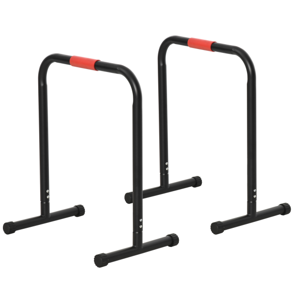 HOMCOM Suporte de treino de barras paralelas para flexões inclinadas construção muscular Calistênicos 63x41x73 cm Preto