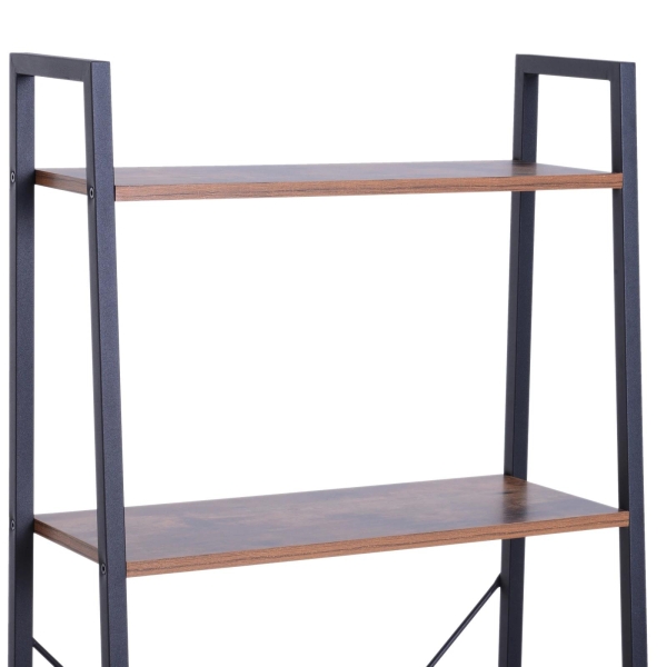 HOMCOM Estante de escada com 4 prateleiras para sala de estar  60x35x145cm preto e madeira - Image 9