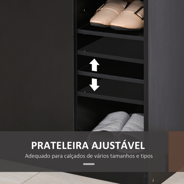 HOMCOM Sapateira com 2 Portas Prateleiras Interiores e 4 Prateleiras Exteriores com Altura Ajustável 83x30x90 cm Preto - Image 5