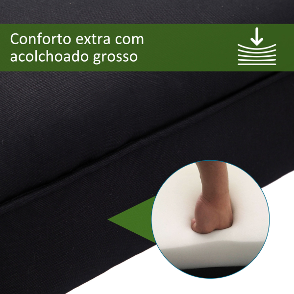 HOMCOM Banco de Pé de Cama Banco com Braços Curvados Estofado e Pés de Madeira Carga Máxima 130kg 102x31x51cm Preto - Image 5