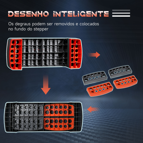 HOMCOM Plataforma Step Fitness com Altura Ajustável de 10/15/20cm Plataforma de Exercício 78x28x20cm Vermelho - Image 4