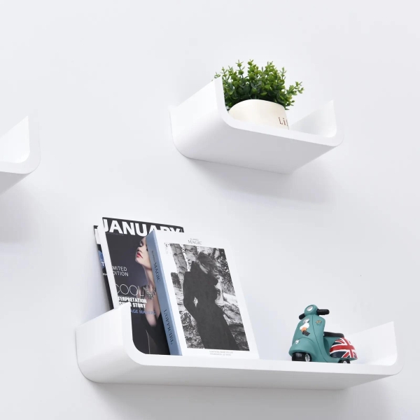 HOMCOM Conjunto de 3 Prateleiras Flutuantes 60/45/30x15x10 cm Prateleiras de Parede para Armazenamento de Livros Fotos Decoração para Sala de Estar Corredor Dormitório Branco - Image 6