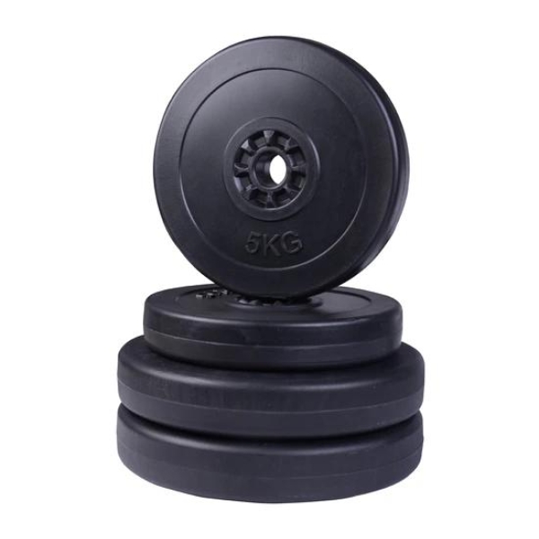 HOMCOM Conjunto de 4 discos de peso de 5 kg e 10 kg com orifício de Ø25 mm preto - Image 7