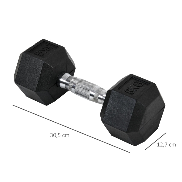 HOMCOM Conjunto de Halteres 16 kg com Barra Metálica e Cabeça Hexagonal Conjunto de Pesos para Treino 30,5x12,7 cm Preto e Prata - Image 3