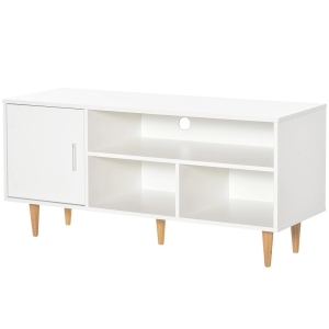 HOMCOM Móvel de TV para Televisores de até 60” Móvel de Sala de Estar Moderno com Armário 3 Compartimentos 120x40x55cm Branco