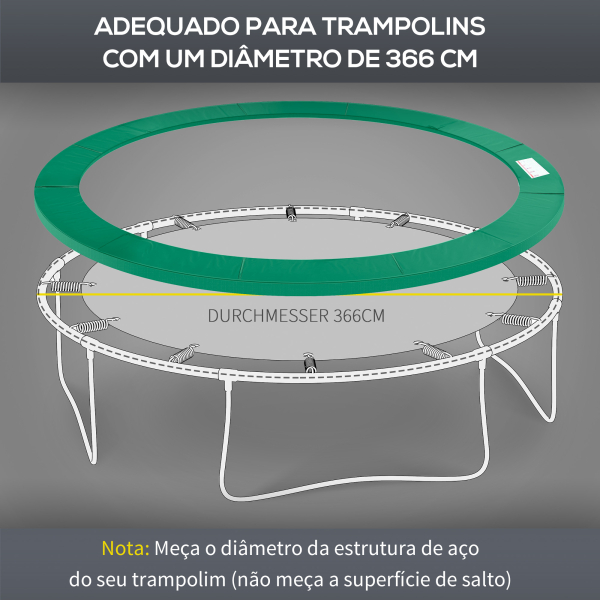 HOMCOM Cobertura de Proteção Ø366 cm de Borda de Trampolim Espuma de Proteção para Trampolim para Exterior Verde - Image 5