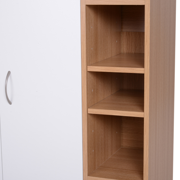 HOMCOM Sapateira com 2 Portas Prateleiras Interiores e 5 Prateleiras Exteriores com Altura Ajustável 80x32x91 cm Branco e Madeira - Image 7