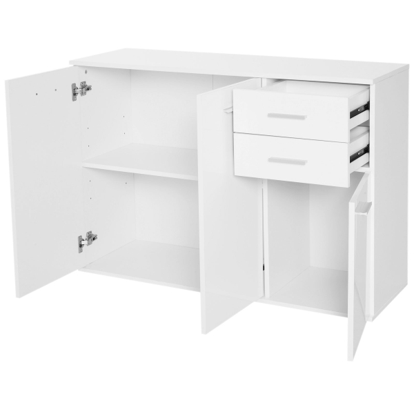 HOMCOM Armário Aparador amplo espaço de Armazenamento para sala de jantar com portas e gavetas 106x35x76cm Branco - Image 7