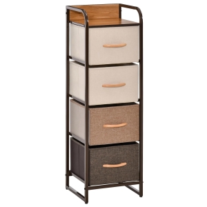 HOMCOM Cómoda de Tecido com 4 Cestos Removíveis e Dobráveis Base Elevada Móvel de Armazenamento para Dormitório Sala de Estar 31x29x99cm Multicor