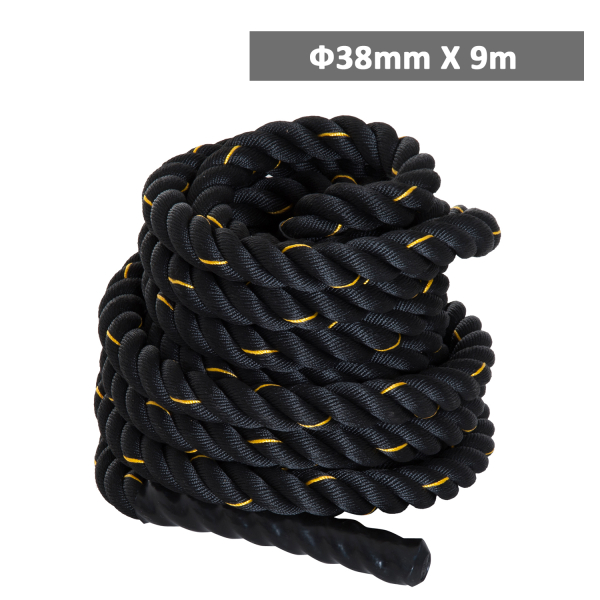 HOMCOM Corda de Batalha Ø38 mm Comprimento 9 m Battle Rope para Exercícios Fitness Crossfit Ultra-Resistente Preto e Amarelo - Image 3