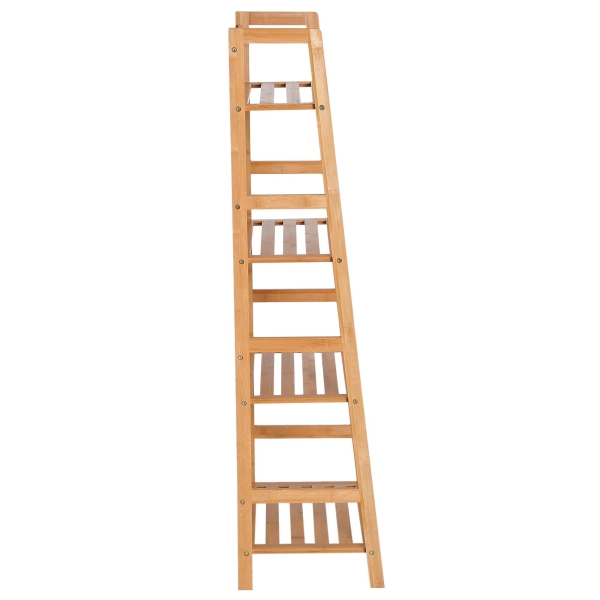HOMCOM Estante de Bambu com 4 Prateleiras Estante em Forma de Escada para Sala de Estar Escritório 48x31,5x120 cm Madeira - Image 9