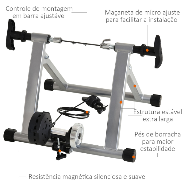 HOMCOM Rolo Bicicleta para treinamento de ciclismo Ajustável Treinador de Ciclismo  Cor Prateada  Estrutura de Aço - 54,5x42,2x39,1 cm - Image 5