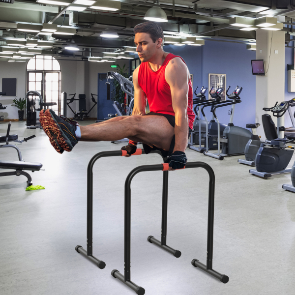 HOMCOM Suporte de treino de barras paralelas para flexões inclinadas construção muscular Calistênicos 63x41x73 cm Preto - Image 2