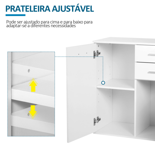 HOMCOM Armário tipo Aparador amplo espaço de armazenamento multiuso para sala de estar com portas e gavetas 71x35x76cm branco - Image 5