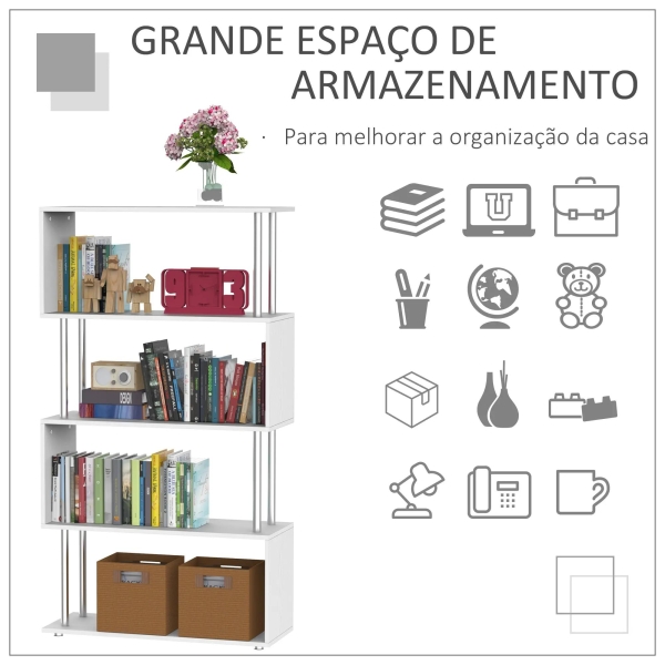 HOMCOM Estante moderna para escritório Estante de livros 145x80x30cm branco - Image 5